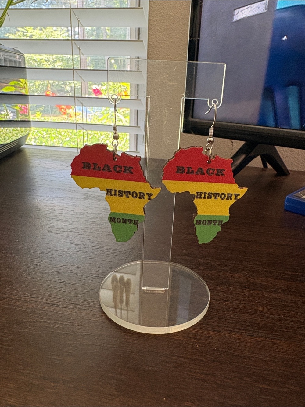 Africa Shaped Earrings - Red Yellow Green "Black History Month"